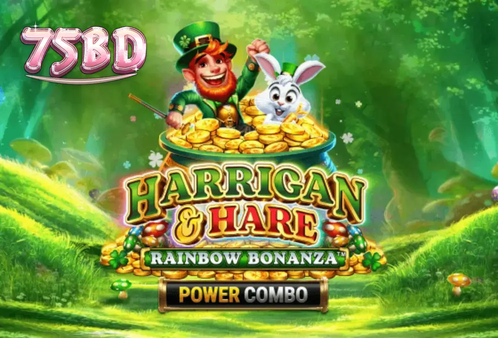 Harrigan & Hare Rainbow Bonanza Power Combo স্লট গেমের রঙিন আইরিশ থিম এবং লেপ্রিকন চরিত্র